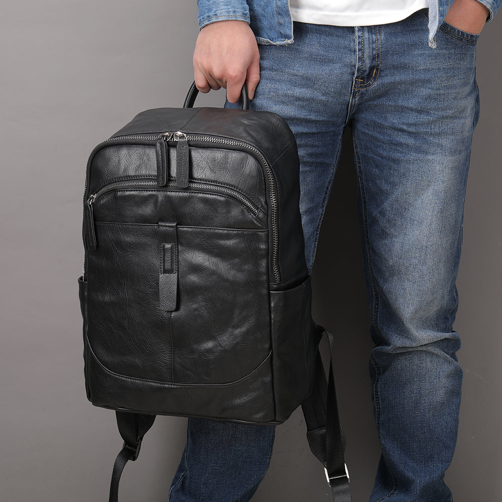 The Casual | Men's Black Leather Backpack