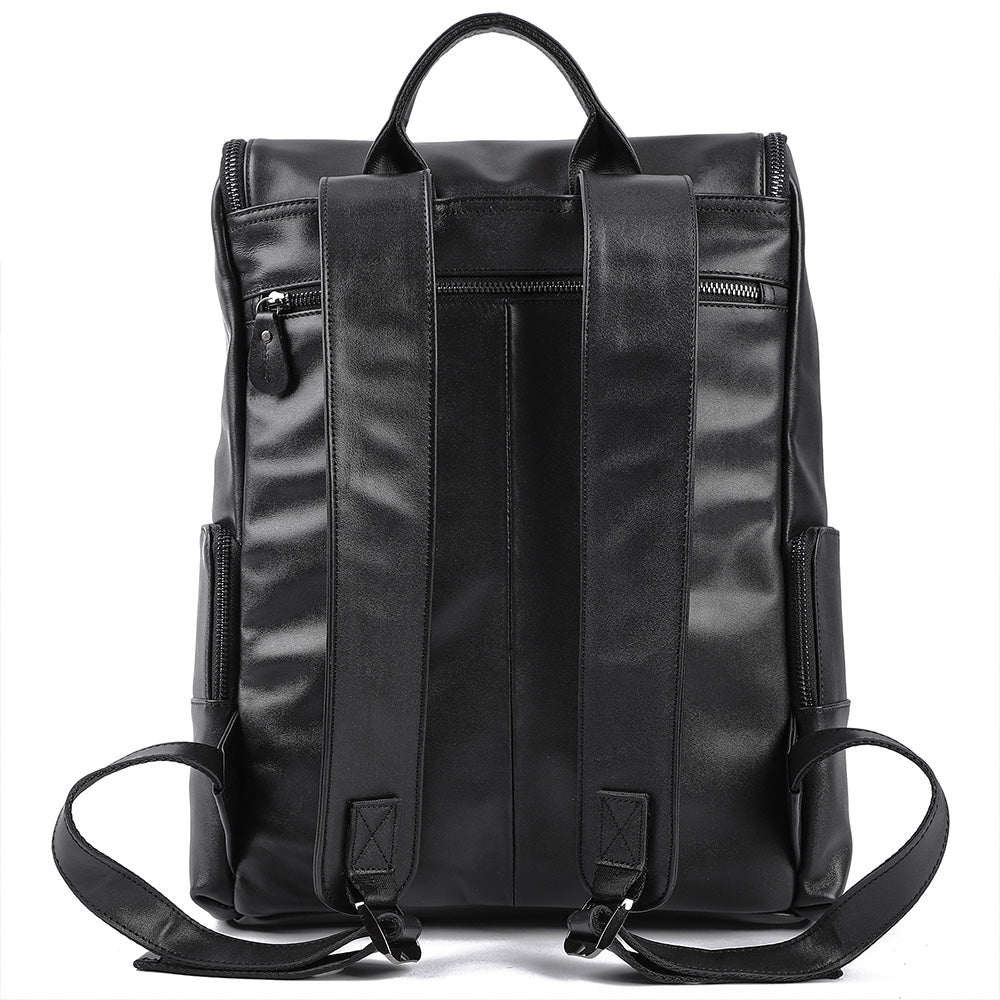 the charcoal leather backpack