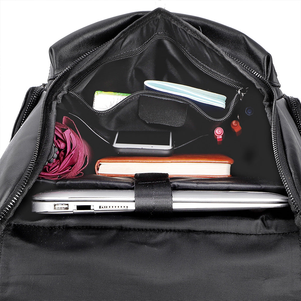 the charcoal leather backpack