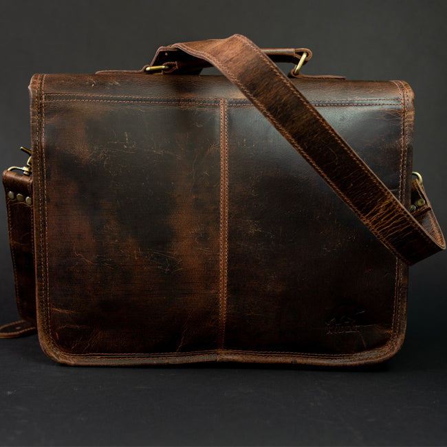 Classic Buffalo Leather Satchel for Men - Vintage Messenger Bag