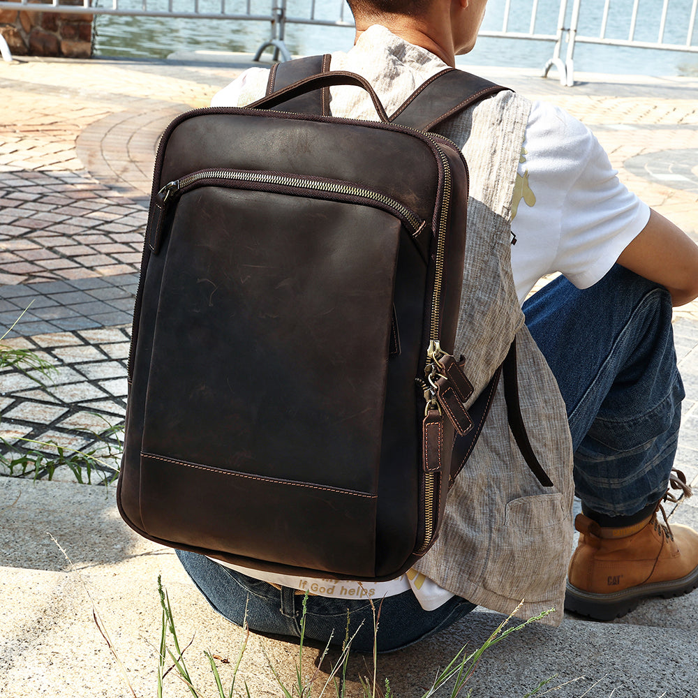 Leather backpack for outlet college students