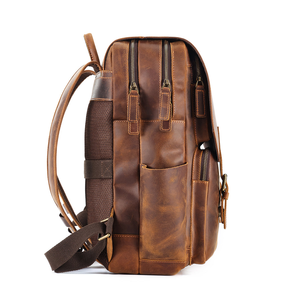 the compact leather backpack