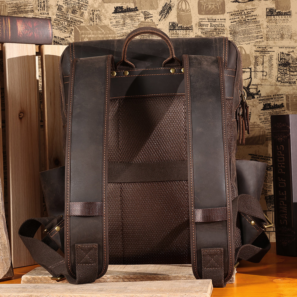 the compact leather laptop backpack for men