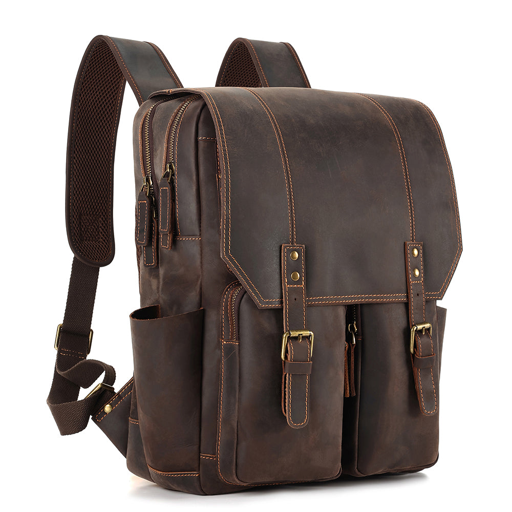 the compact leather backpack