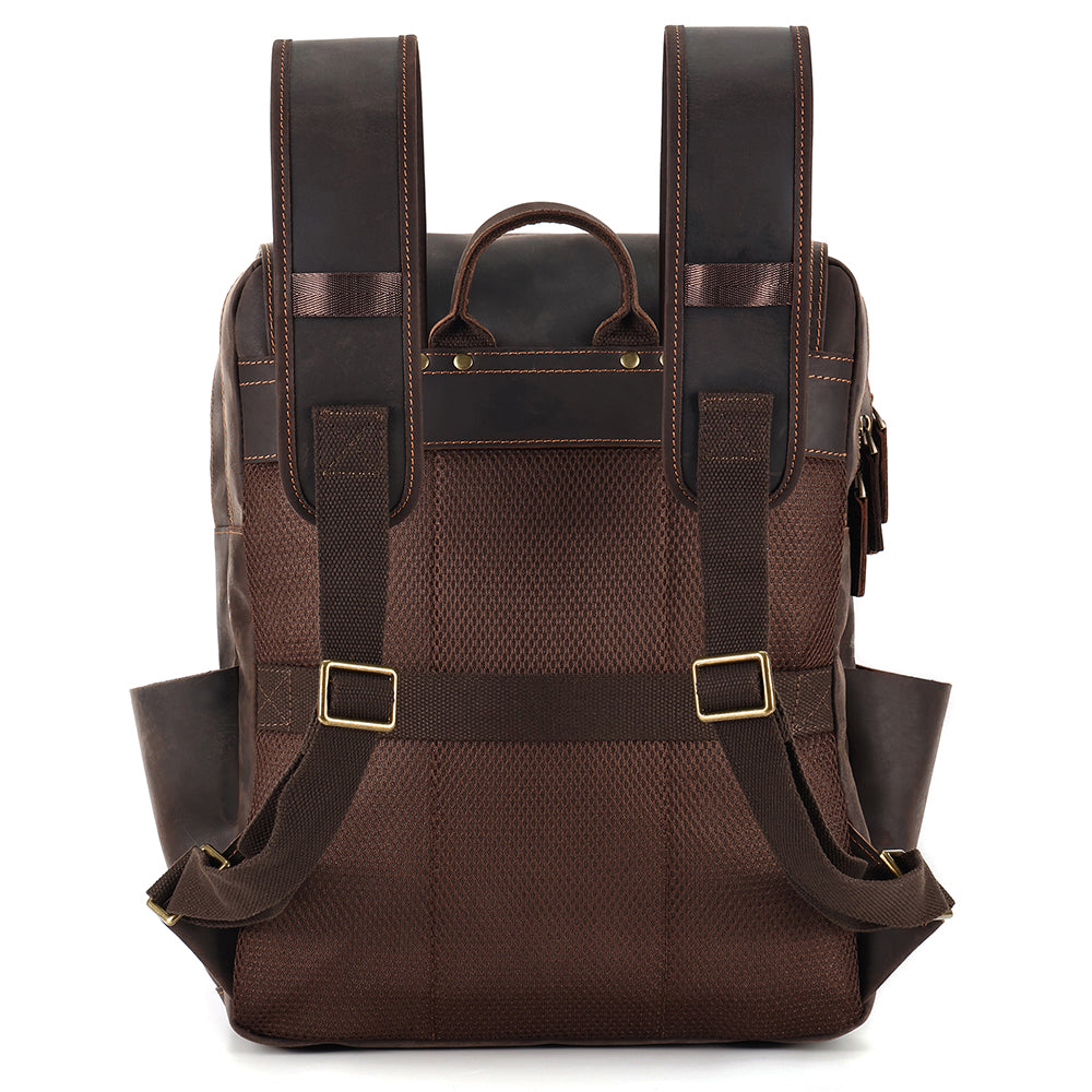 the compact leather backpack