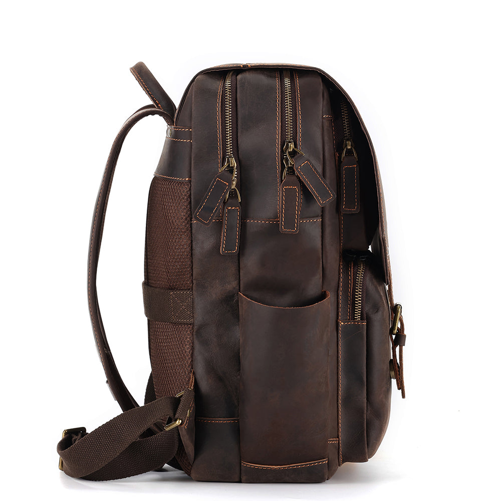 the compact leather backpack