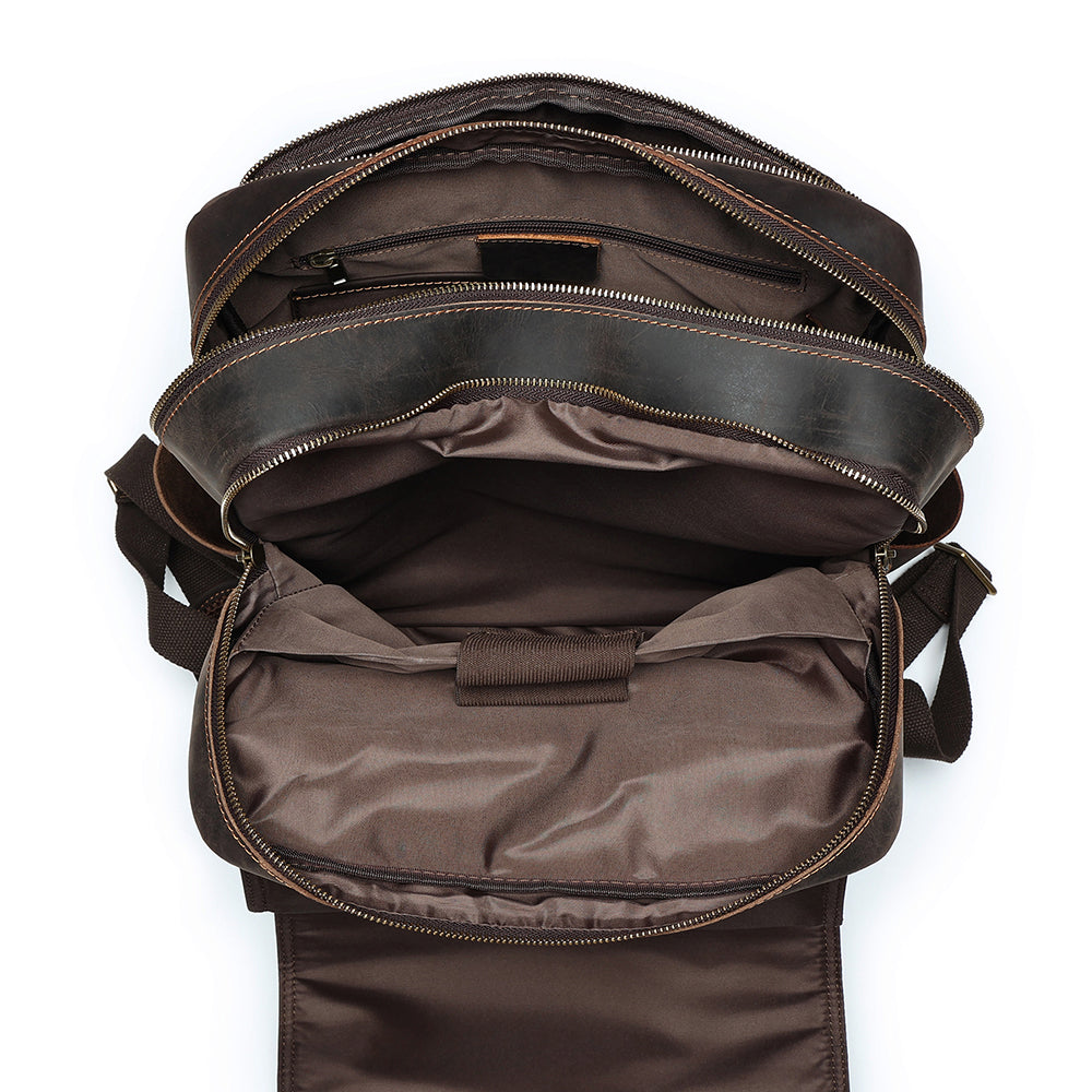 the compact leather backpack