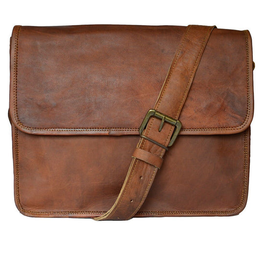 Crossbody Leather Satchel Messenger Bag for 15 Inch Laptops