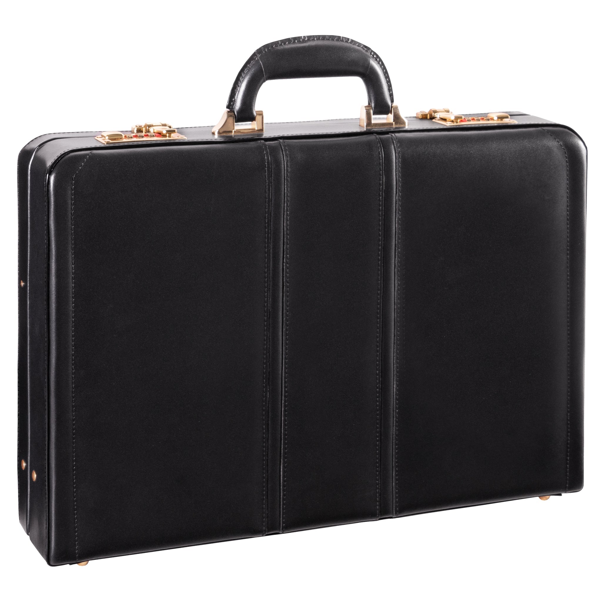 Portable men briefcase expandable business leather attache case