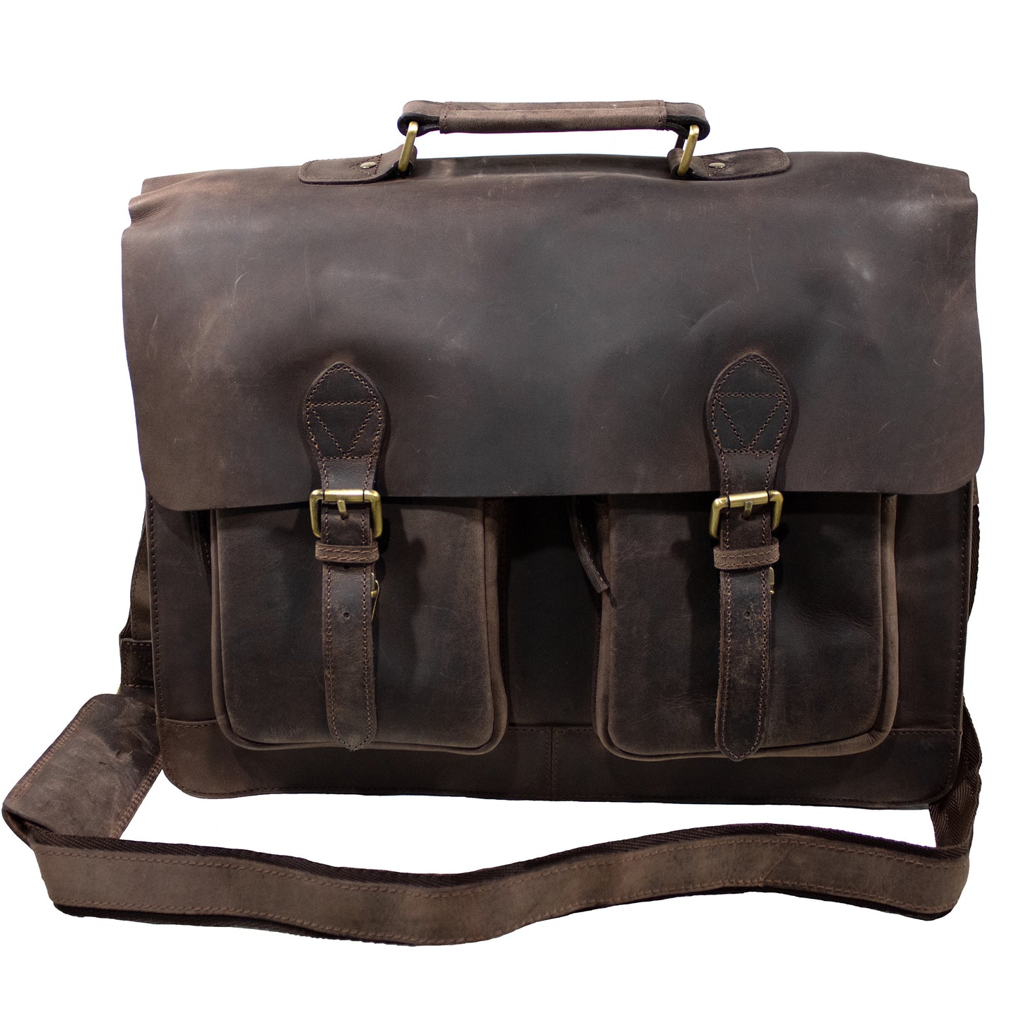 Men's Buffalo Leather Messenger Bag | Distressed Full Grain Laptop Bag The Real Leather Company