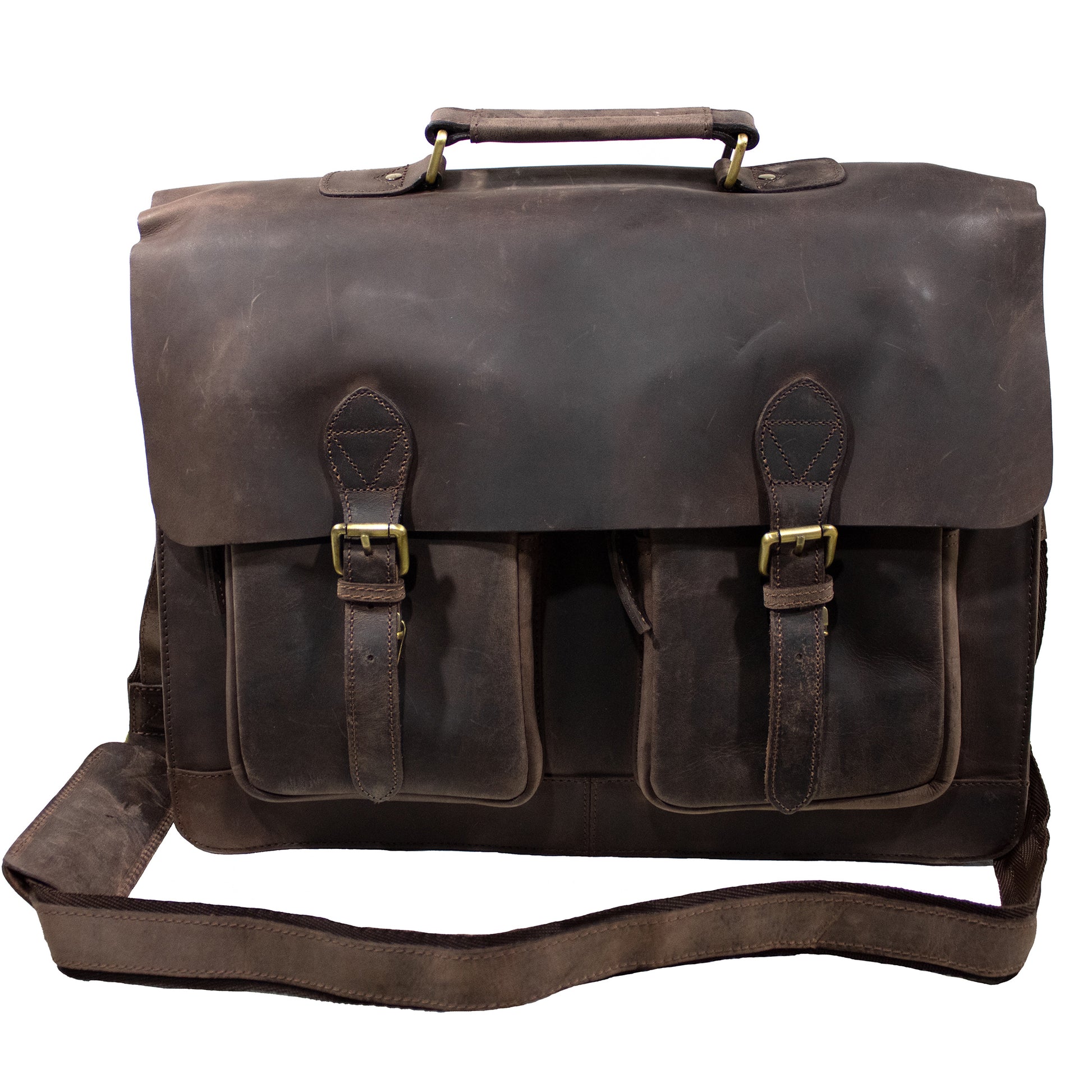 Men's Buffalo Leather Messenger Bag  Distressed Full Grain Laptop Bag –  The Real Leather Company