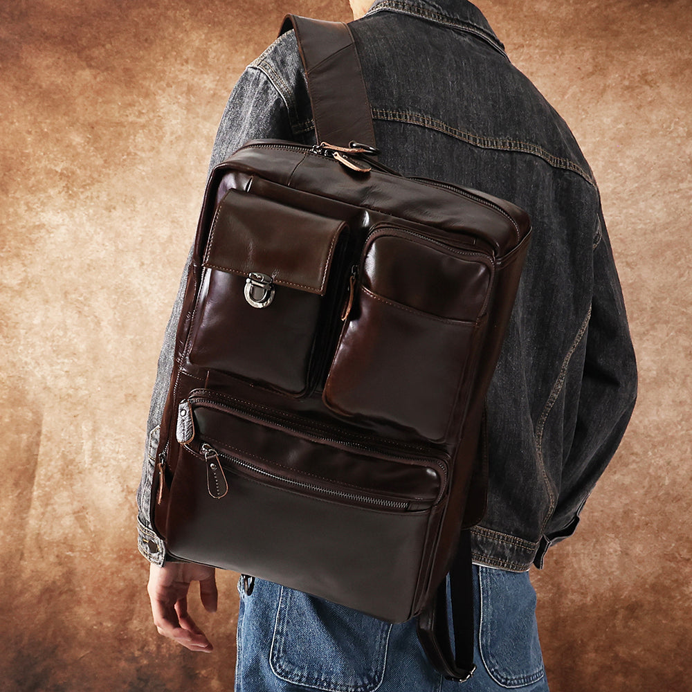 The Convertible  Dual Leather Backpack & Briefcase for Travel