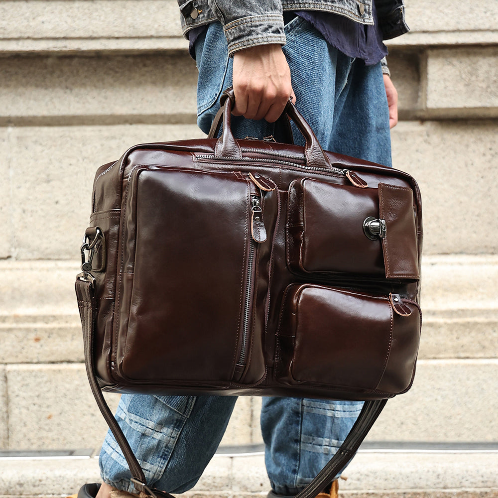 Leather laptop outlet travel bag