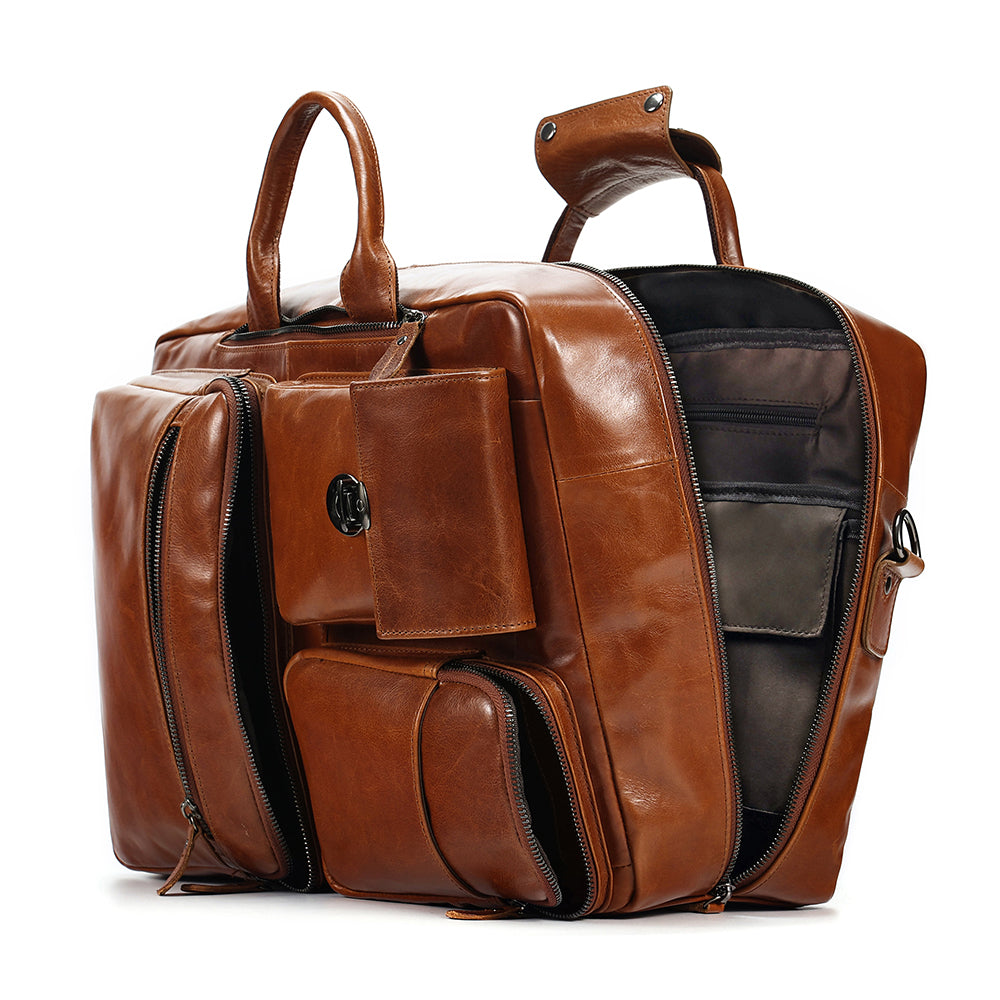 Leather Briefcase Laptop Backpack Convertible The Real Leather Company