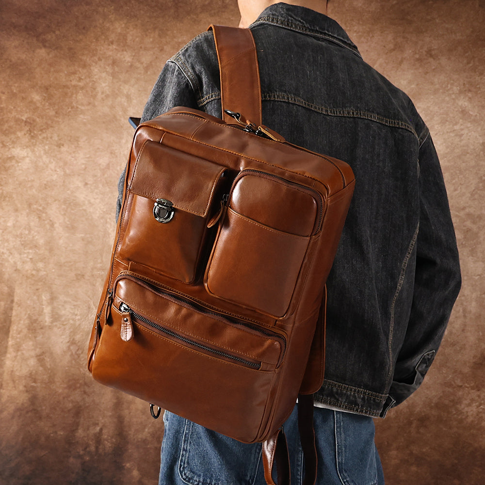 Leather briefcase backpack outlet convertible