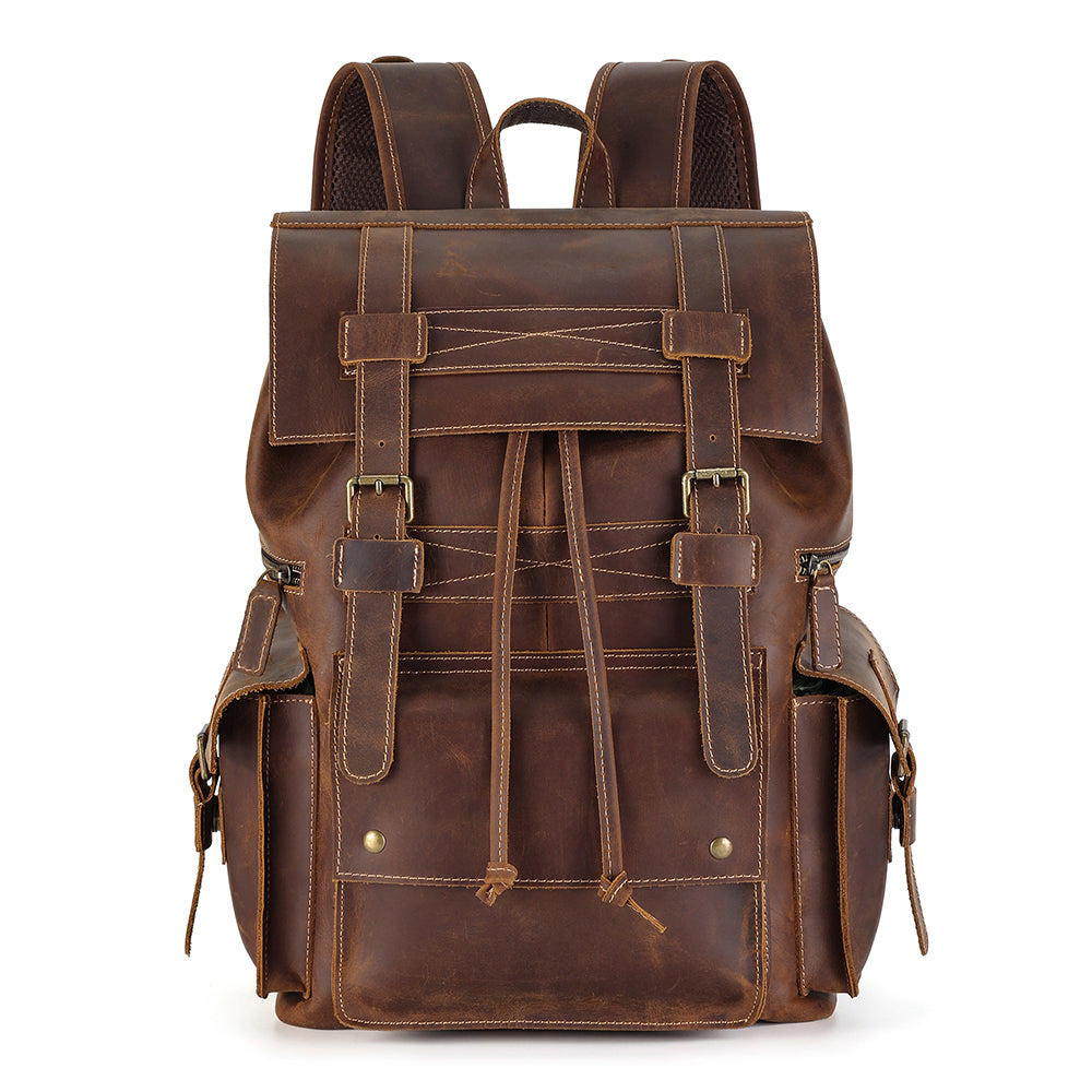 the drawstring leather backpack
