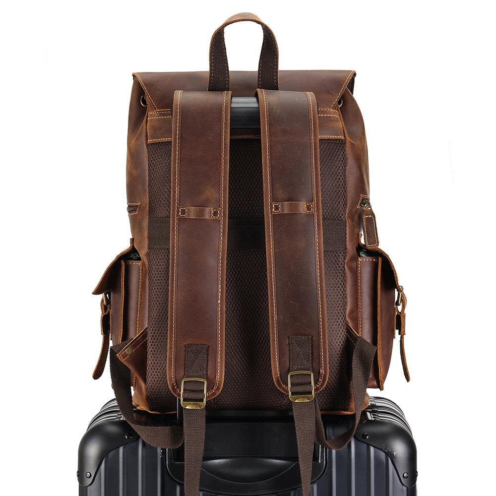 the drawstring leather backpack