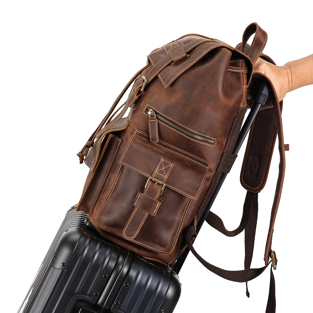 the drawstring leather backpack