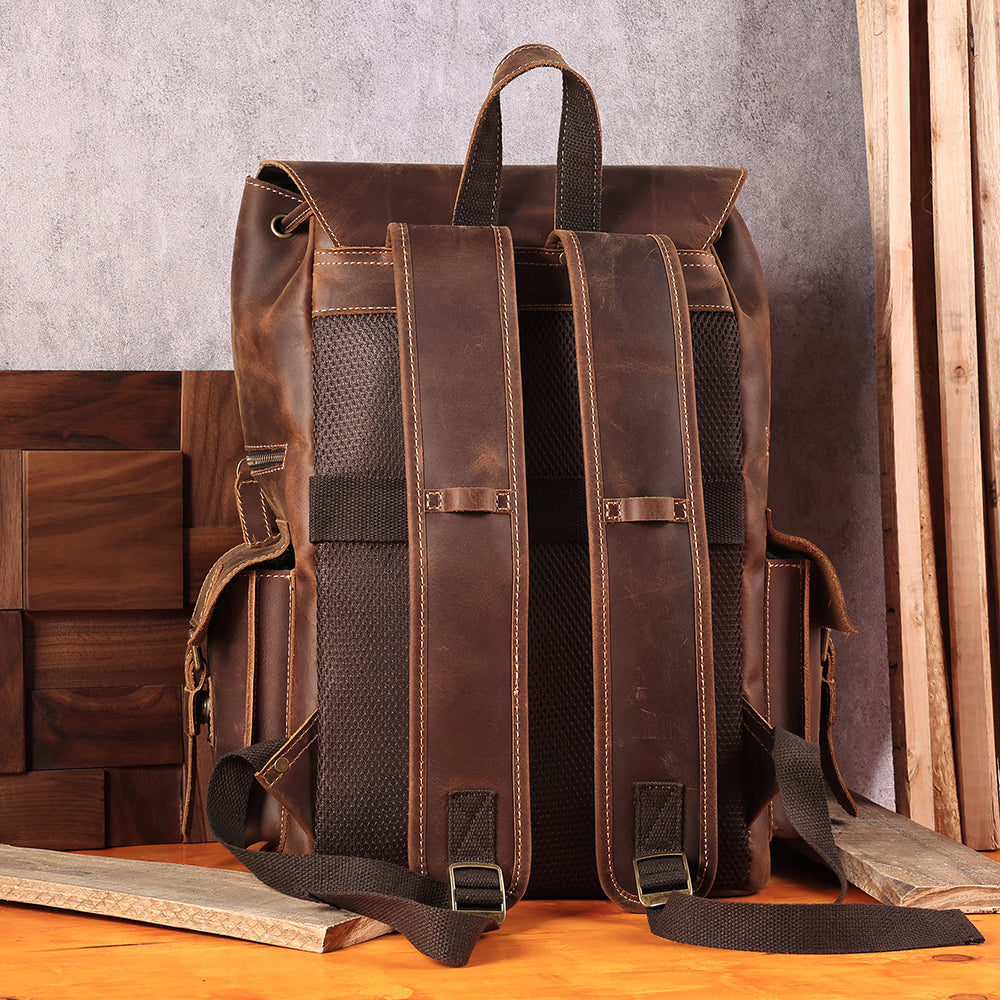 the drawstring leather backpack