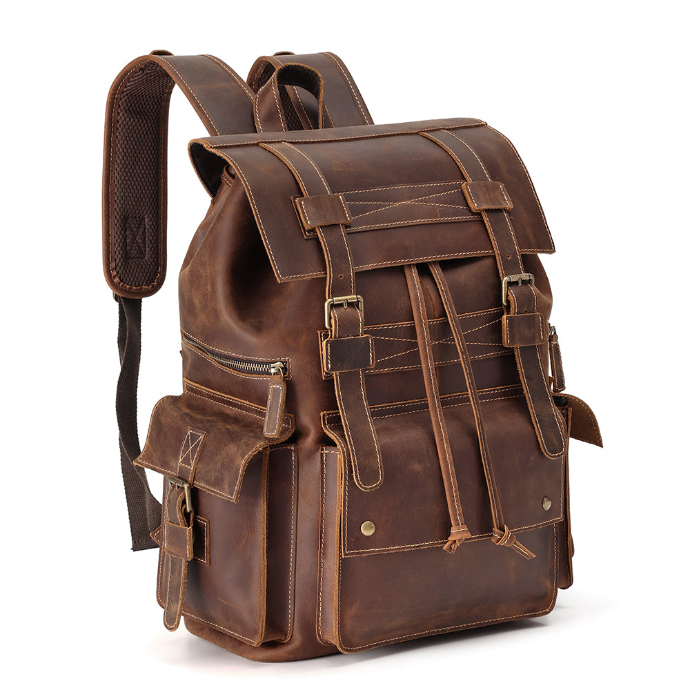 Drawstring Leather Backpack