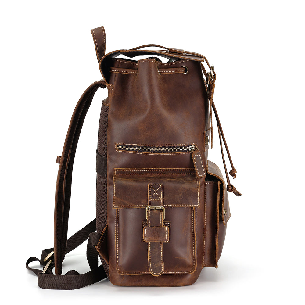 the drawstring leather backpack