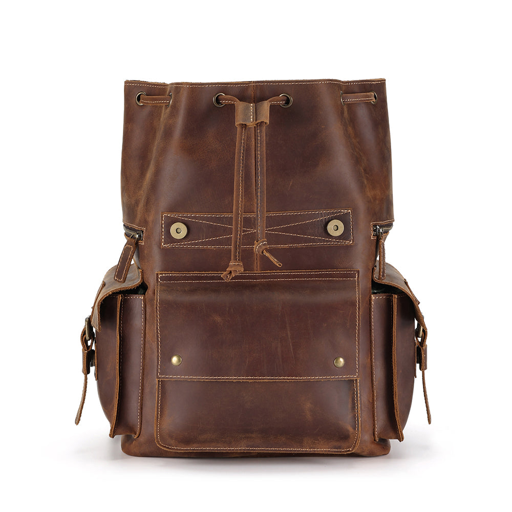 the drawstring leather backpack