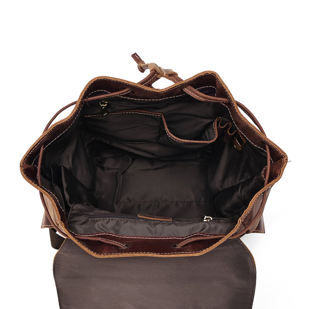 the drawstring leather backpack