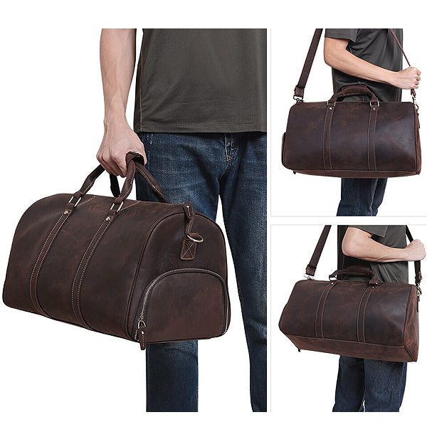 The Duffel Men's Leather Duffel Bag Styled x3