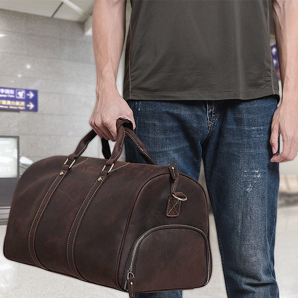 The Duffel Men's Leather Duffel Bag Styled Airport