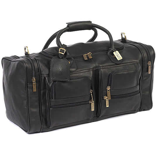 22 Inch Leather Duffel Bag for Men for Work Trips Black