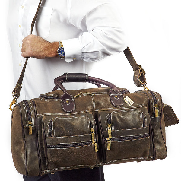 22 Inch Leather Duffel Bag for Men for Work Trips The Real