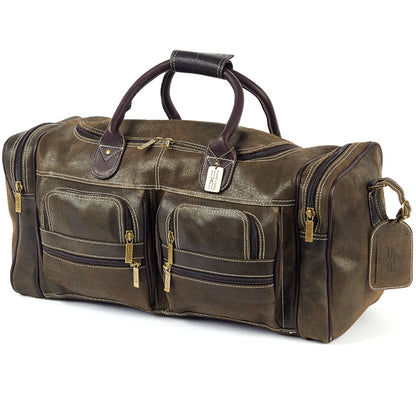 22 Inch Leather Duffel Bag for Men for Work Trips Distressed