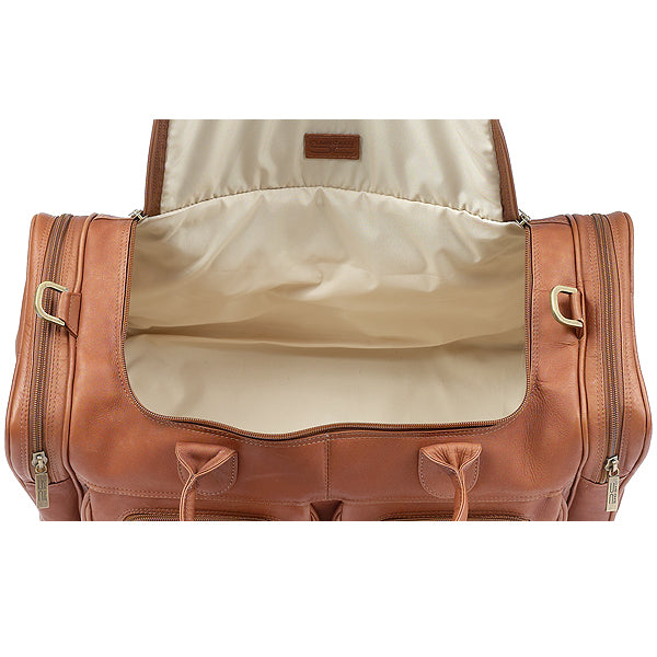22 Inch Leather Duffel Bag for Men for Work Trips Tan Inside