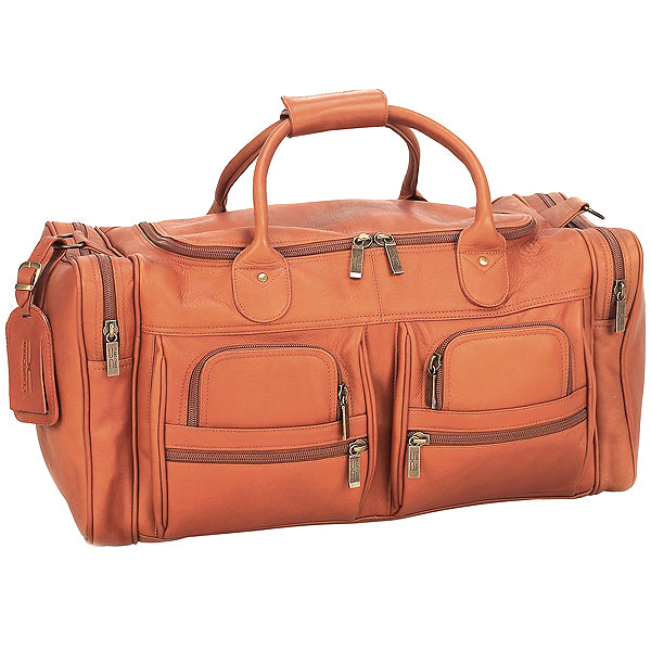 22 Inch Leather Duffel Bag for Men for Work Trips Tan