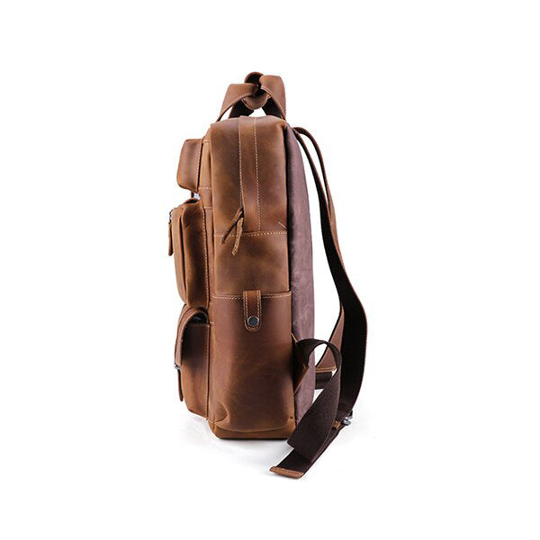 Genuine Leather Mens Designer Backpacks Shoulder Casual Computer