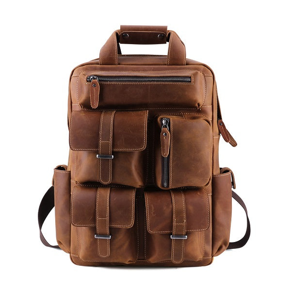 Men's Leather Backpack for 15 Inch Laptop Computers for Men and Women