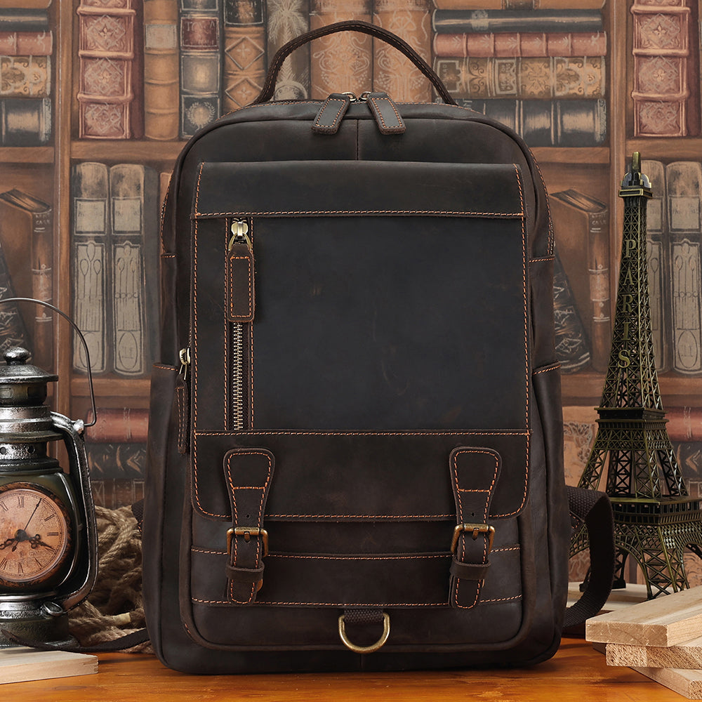 Leather computer outlet backpack