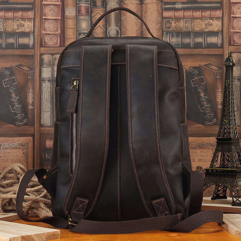 Leather Laptop Backpack for Men for 15.6