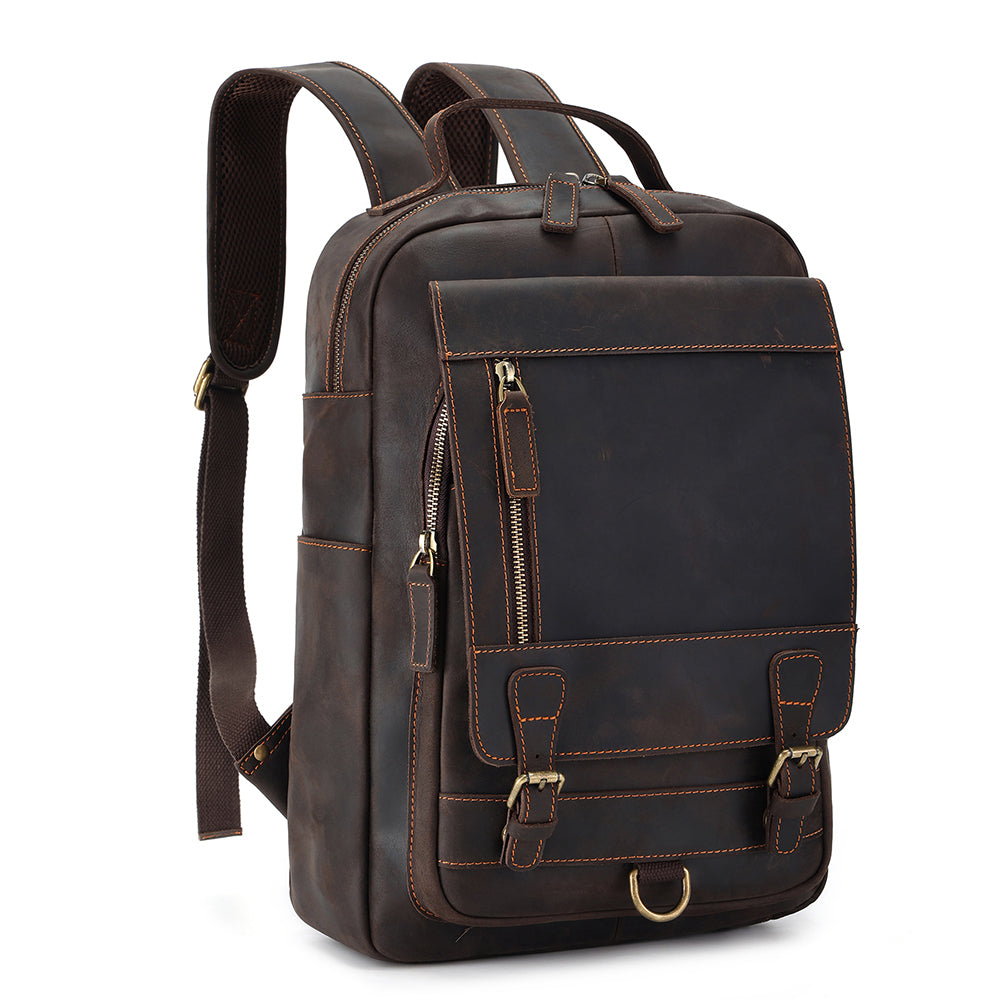 Leather Laptop Backpack for Men for 15.6