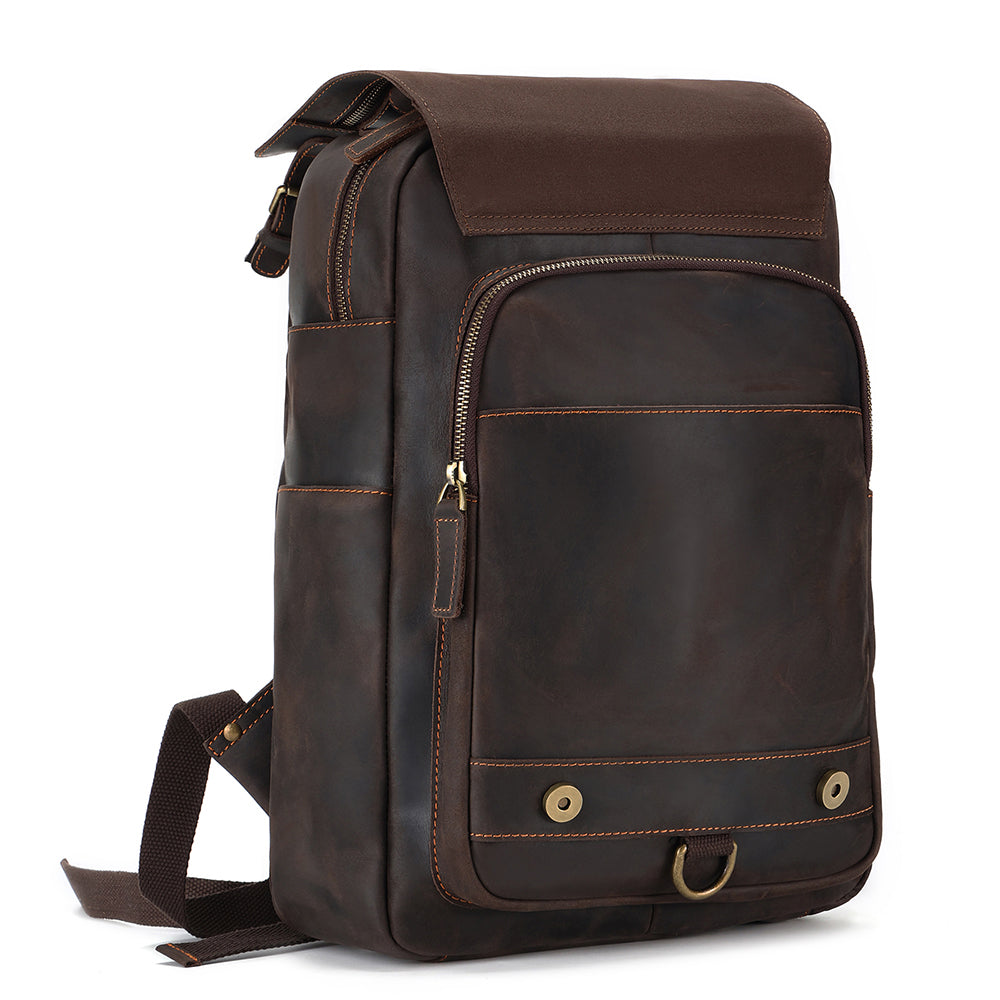 Leather Laptop Backpack for Men for 15.6