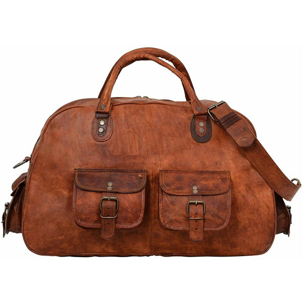 Leather Duffel Gym Bag for Men Front