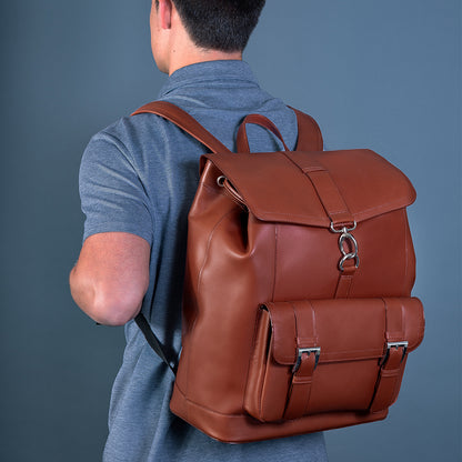 The Hagen | Leather Drawstring Laptop Backpack for 15 Inch Laptops