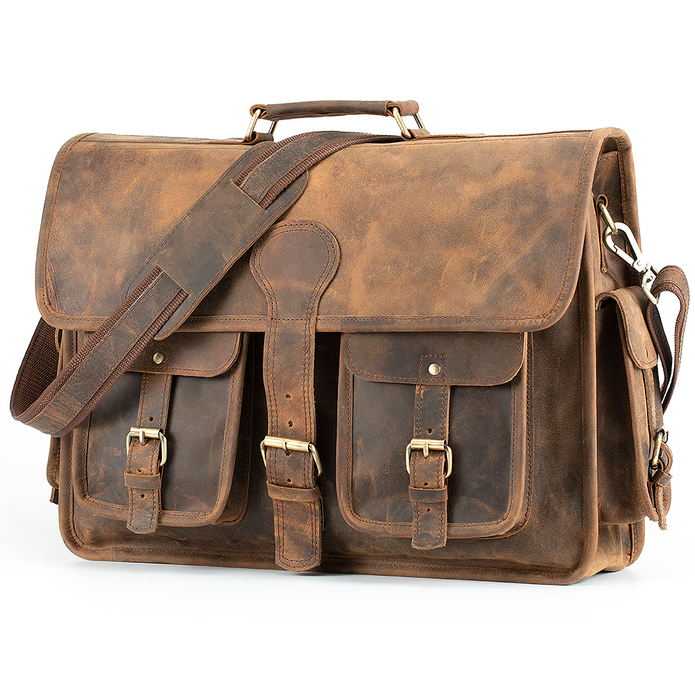 Men's Leather Messenger Bag Laptop Briefcase - Satchel Work Bag – The Real  Leather Company