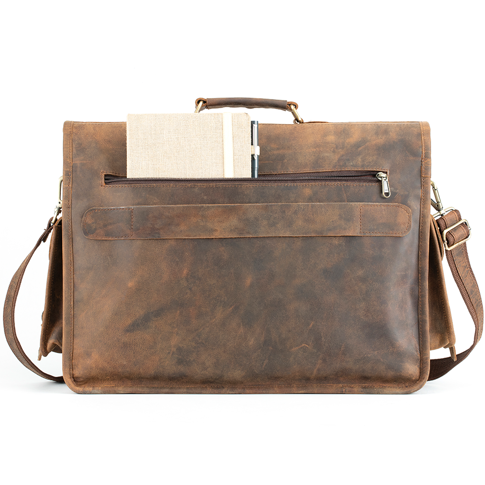 Men's Leather Laptop Messenger Bag for 17 Inch Laptops