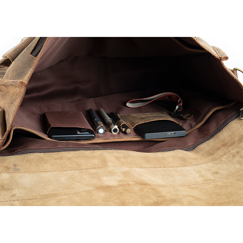 Men's Leather Laptop Messenger Bag for 17 Inch Laptops