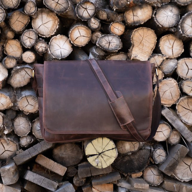 The Gustav Messenger Bag | Large Capacity Vintage Leather Dark Brown