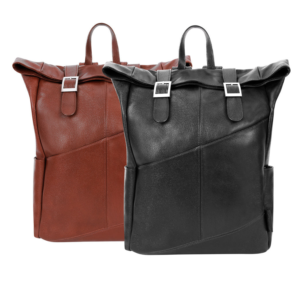 Leather Laptop Backpack for Women & Men - Brown and Black Leather Black Both