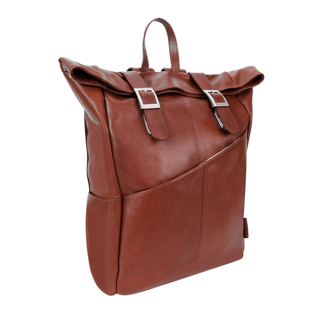 Leather Laptop Backpack for Women & Men - Brown and Black Leather 1
