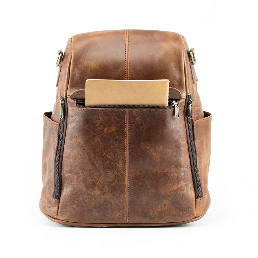 Rustic Brown Leather Convertible Backpack Purse – LeatherNeo