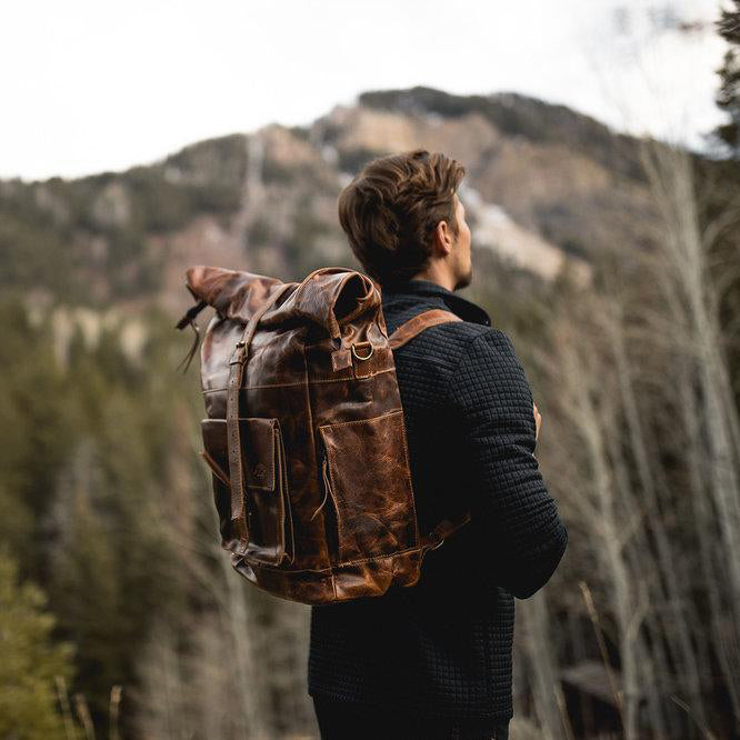 Large Leather Backpack for Men for Travel